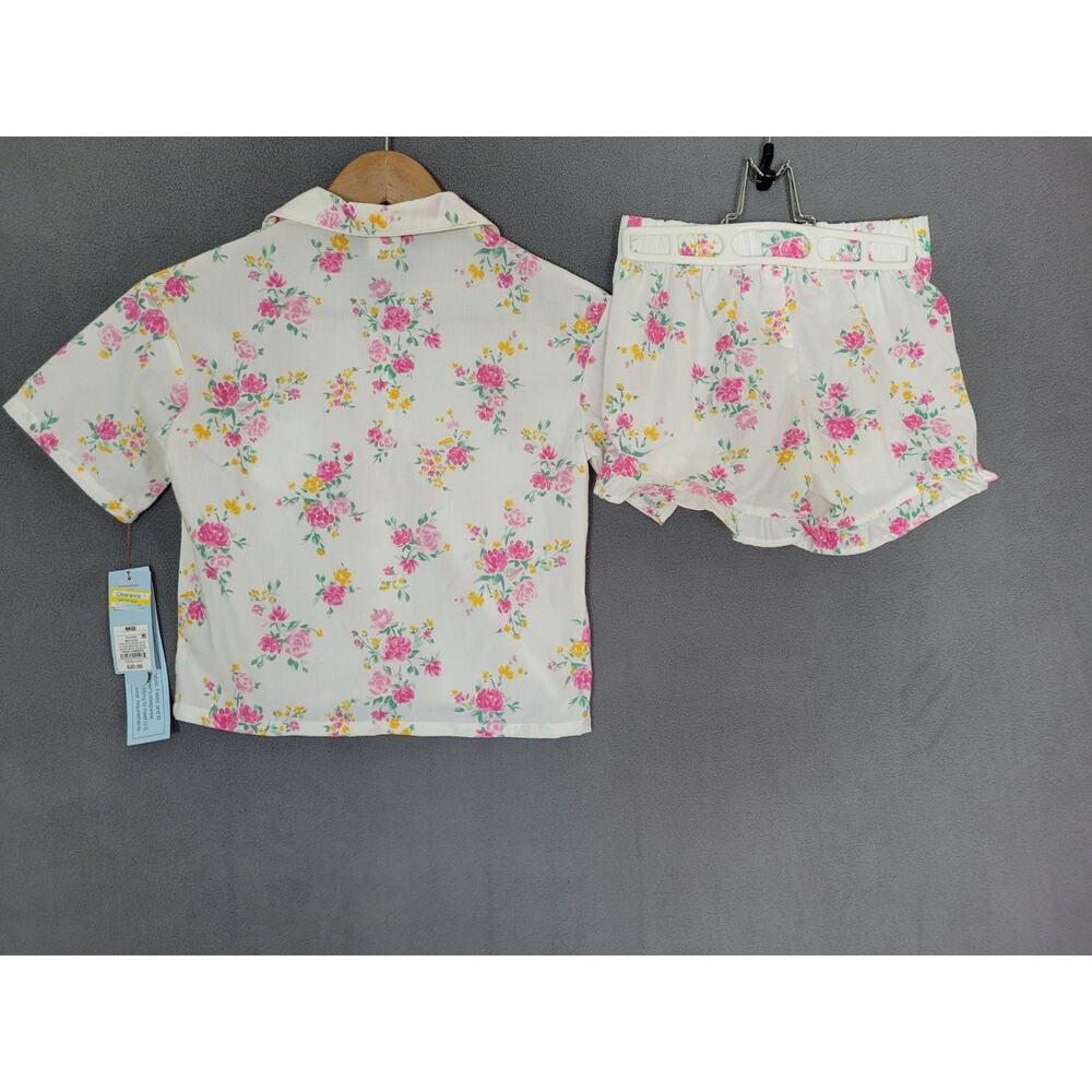 Cat & Jack Girls Floral Pajama Set Short Sleeve Button Top & Shorts Medium - Picture 5 of 5